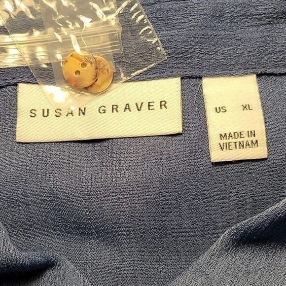 NWOT Susan Graver Textured Woven Button Front Flutter Sleeve Shirt Sz XL - Picture 8 of 12